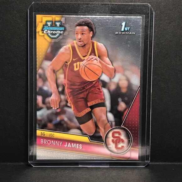 2023-24 Bowman University U Chrome Basketball #95 RC Bronny James 1st Base USC - Picture 1 of 2